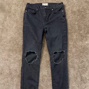 Free People Black Distressed Skinny Jeans